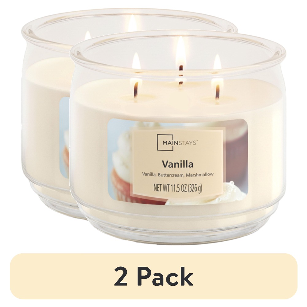 Home Fragrance Vanilla Scented Candle - Vanilla Scented 3 Wick Glass Jar