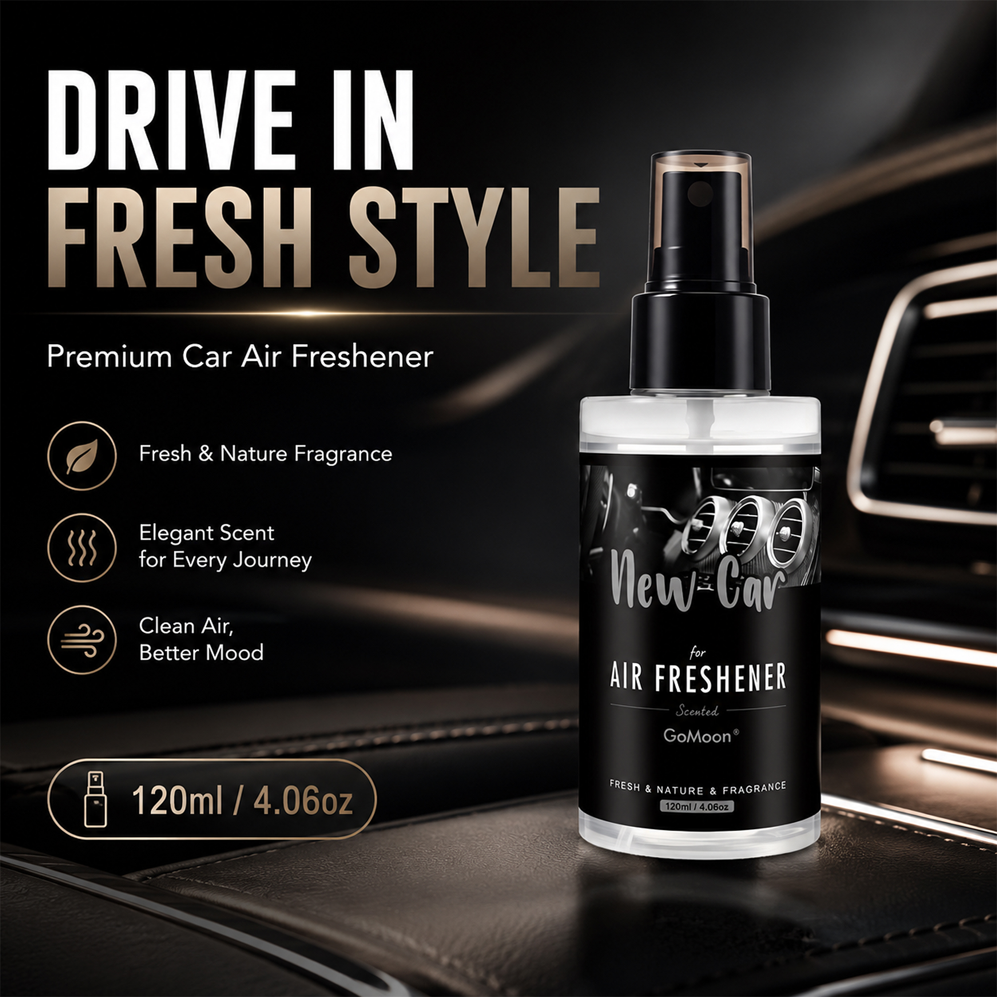 Home Fragrance M&S Disinfectant Hack - 120ml/4.06oz New Car Scented Premium Car